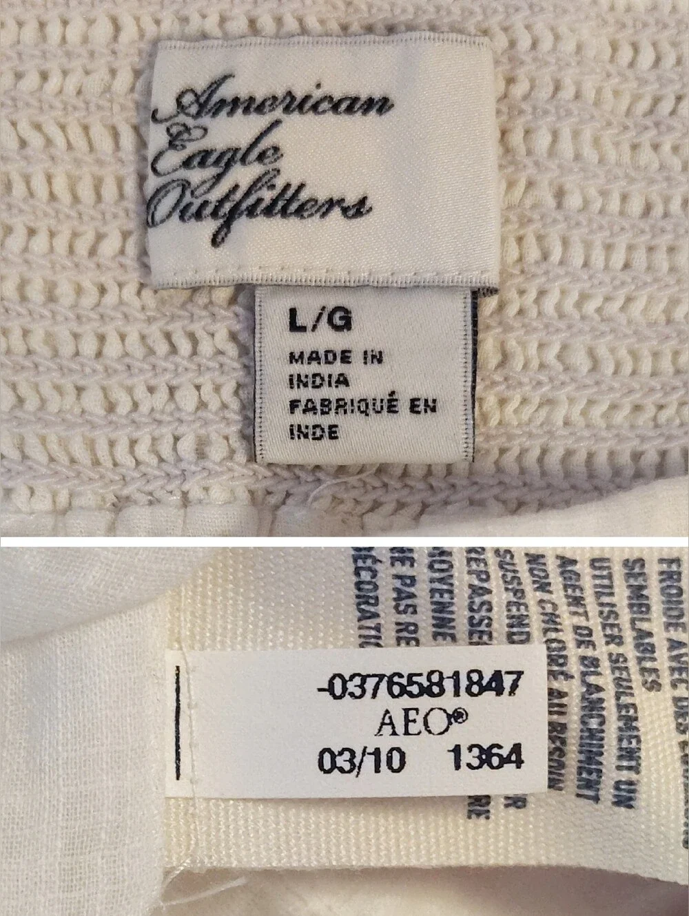 AEO‎ 2010 Delicate Embroidered Y2K SoftGirl Cotton Mini Skirt Large Pull On